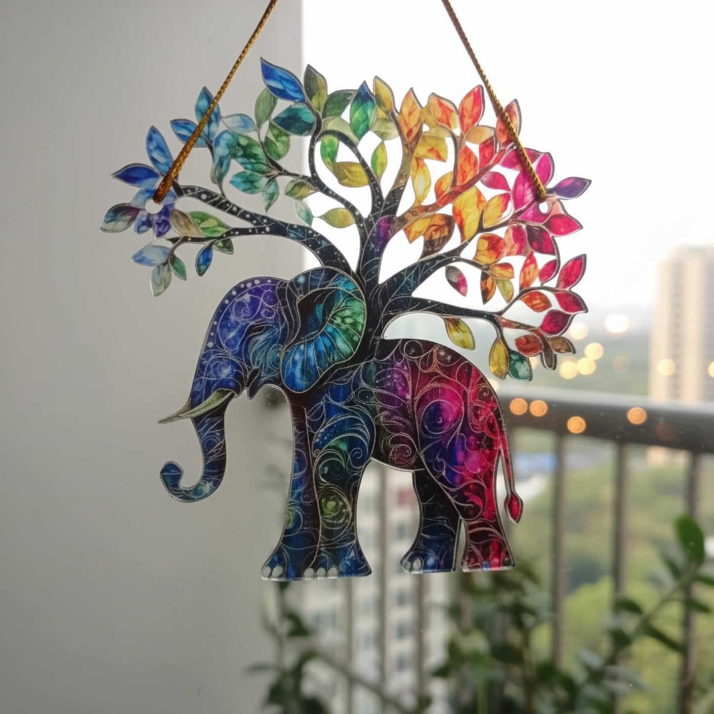 Elephant Gifts for Women Acrylic Tree Ornament - Faux Stained Glass Window Suncatcher - Best Friend Birthday Friendship Gifts for Friends Girls Bestie