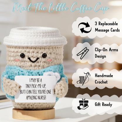 Nurse Gifts for Women with Crochet Coffee Doll,Cute Nurse Appreciation Gift,Handmade Knitted Coffee Plush with Encouragement Card, Thank You Gift for Nurses, Nursing Student,Graduation,Nurse Week