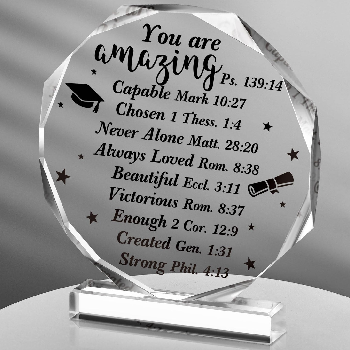 Jetec 2026 Graduation Christian Inspirational Acrylic Gifts for Women Her Him College High School Grad Gifts Acrylic Desk Plaque Graduate Room Decor Friends Desk Decor(Bible)