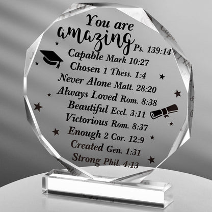 Jetec 2026 Graduation Christian Inspirational Acrylic Gifts for Women Her Him College High School Grad Gifts Acrylic Desk Plaque Graduate Room Decor Friends Desk Decor(Bible)