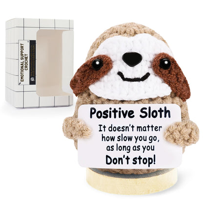 Positive Crochet Sloth, Emotional Support Animals,Birthday Gifts for Women Men,Funny Stuffed Crafts for mom and dad, Anxiety Relief Items