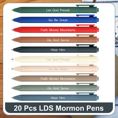 Tenceur 20 Pcs LDS Mormon Pens Lds Youth Theme Ballpoint Pens Bishop Christian Faith Baptism Gifts for Women Men Teens Office School