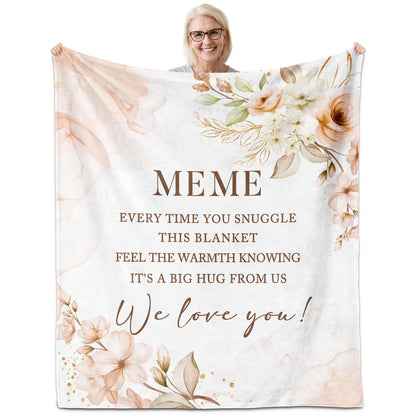 Meme Gifts, Gifts for Meme, Meme Birthday Gifts, Meme Blanket 60" x 50", Meme Gifts for Grandma, Meme Gifts from Grandkids, Meme Gifts for Christmas/Mother's Day