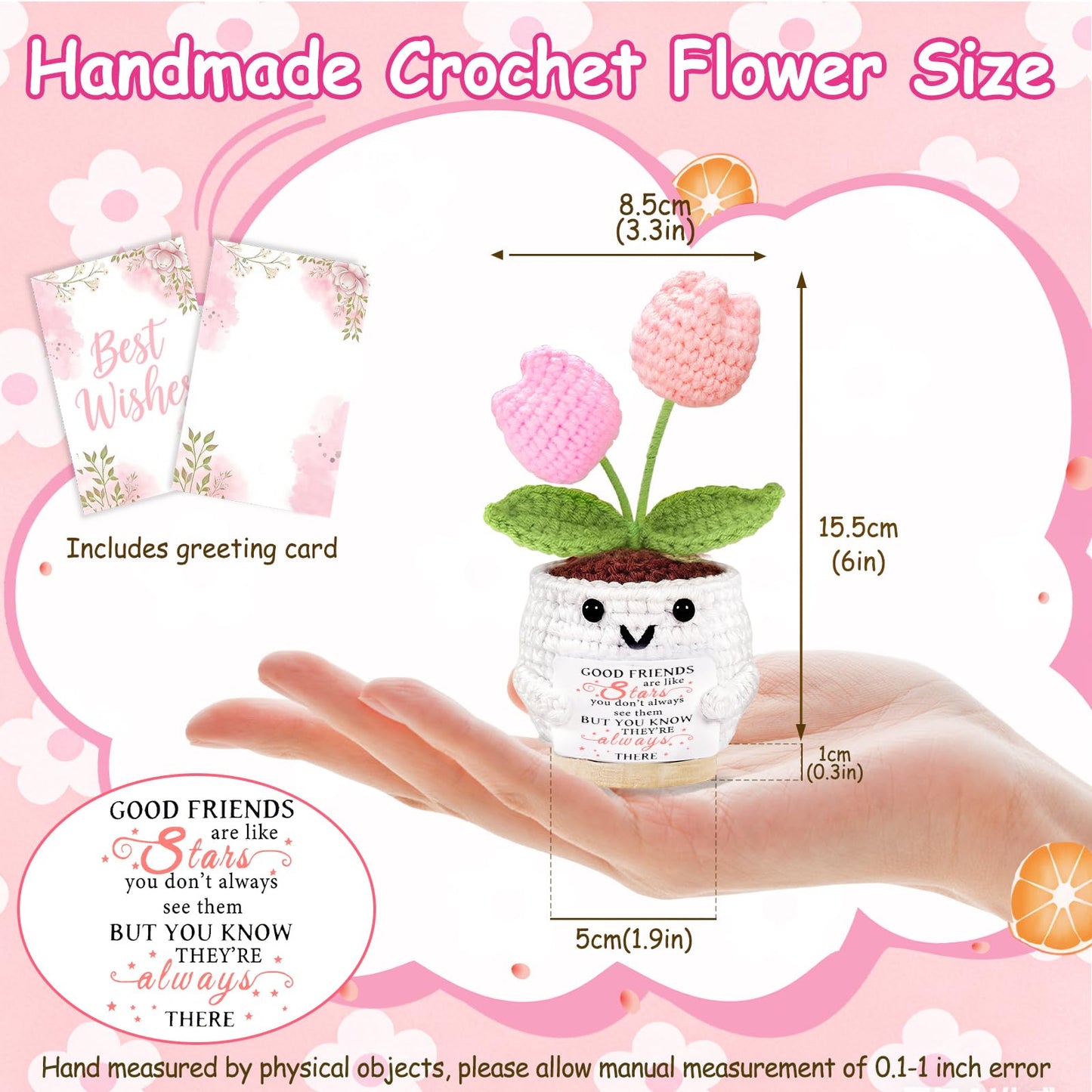 Friendship Gifts for Women Tulips Crochet Flowers Emotional Support Crochet Funny Small Christmas Birthday Gift for Women Personalized Best Friend Coworker Cute Unique Gifts Desk Accessories Decor