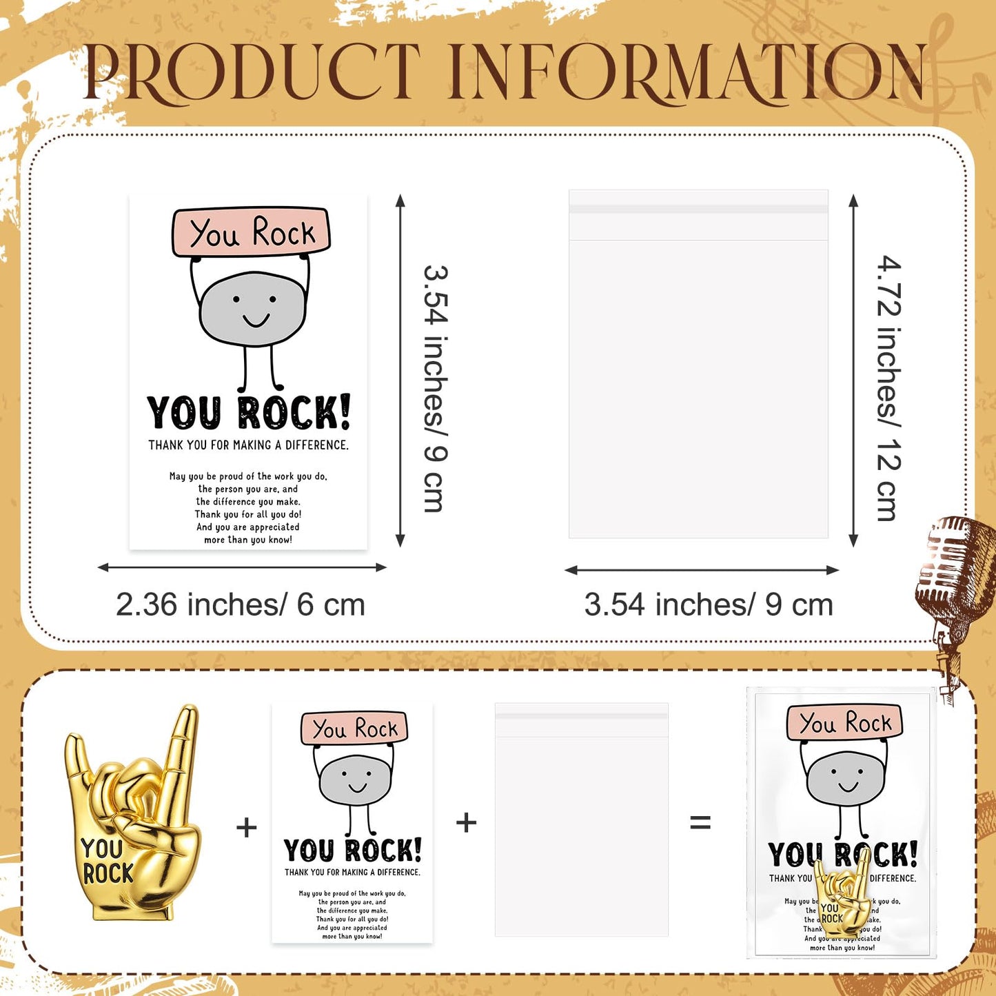 Zeyune You Rock Enamel Pins Employee Appreciation Gifts Bulk You Rock Gifts for Coworkers Office Staff Work Team Teacher Funny Employee of The Month Lapel Pin Thank Cards Bags