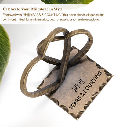 Vastsea 8 Year Anniversary Bronze Gifts - 8th Anniversary Wedding Handcrafted Hearts Sculpture for Her Him Couple Wife Husband, with Card & Gift Box