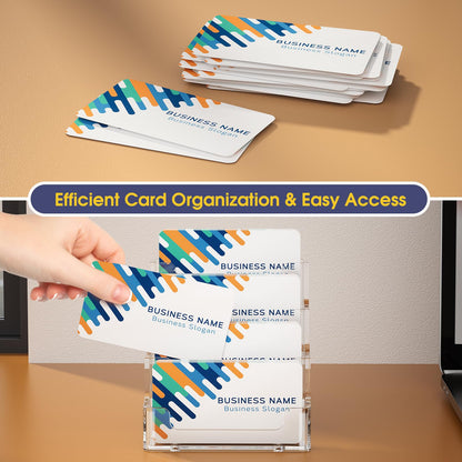 MaxGear Clear Business Card Holder, Acrylic Business Card Stand for Desk with 4 Tier, Clear Plastic Cards Display Holder for Exhibition, Home and Office, 320 Cards Capacity, 4 Pocket, 2 Pack