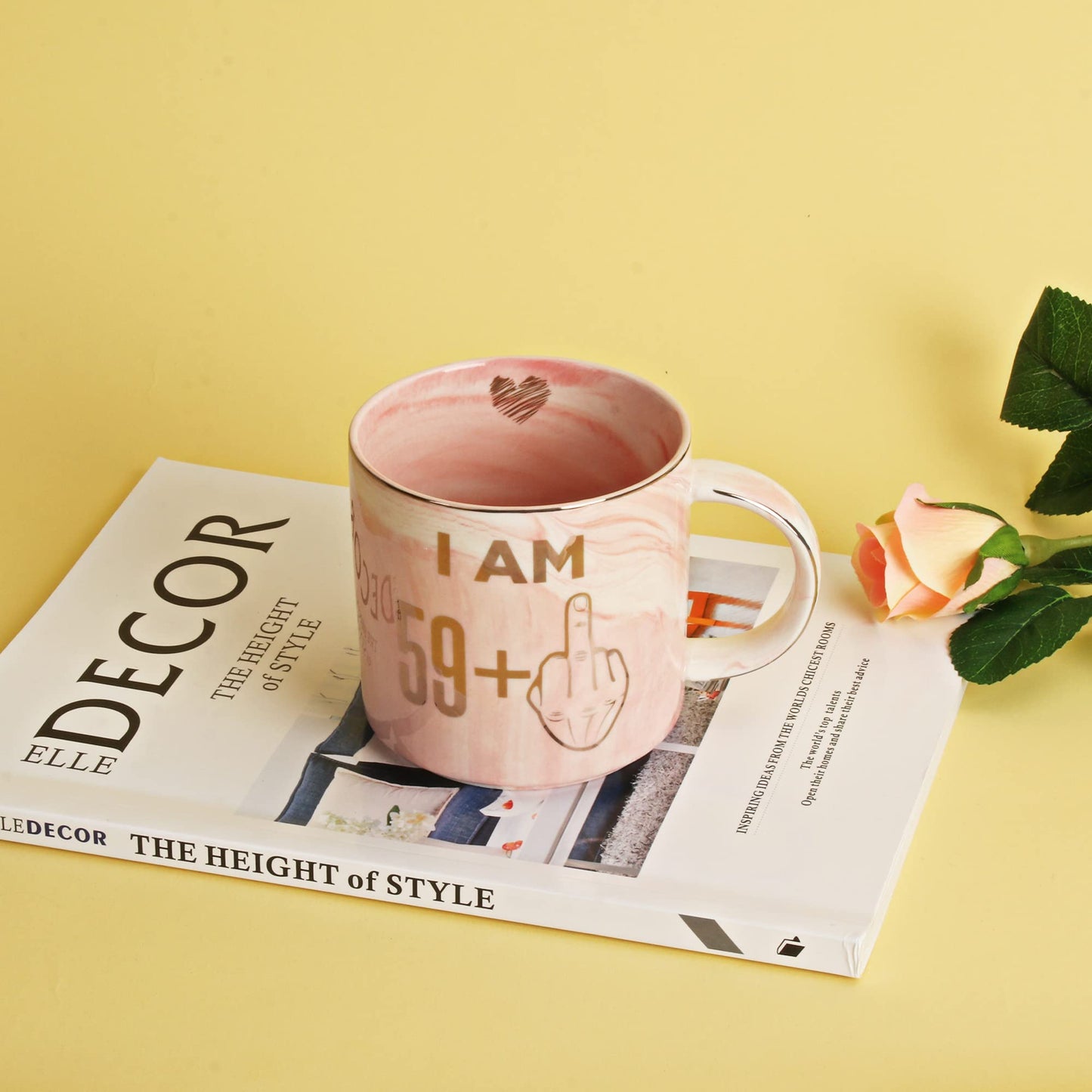 60th Birthday Gifts for Women - Funny Turning 60 Year Old Birthday Gift Ideas for Wife, Mom, Daughter, Sister, Aunt, Best Friends, BFF, Coworkers - Fabulous Pink Marble Mug, Ceramic 11.5oz Coffee Cup