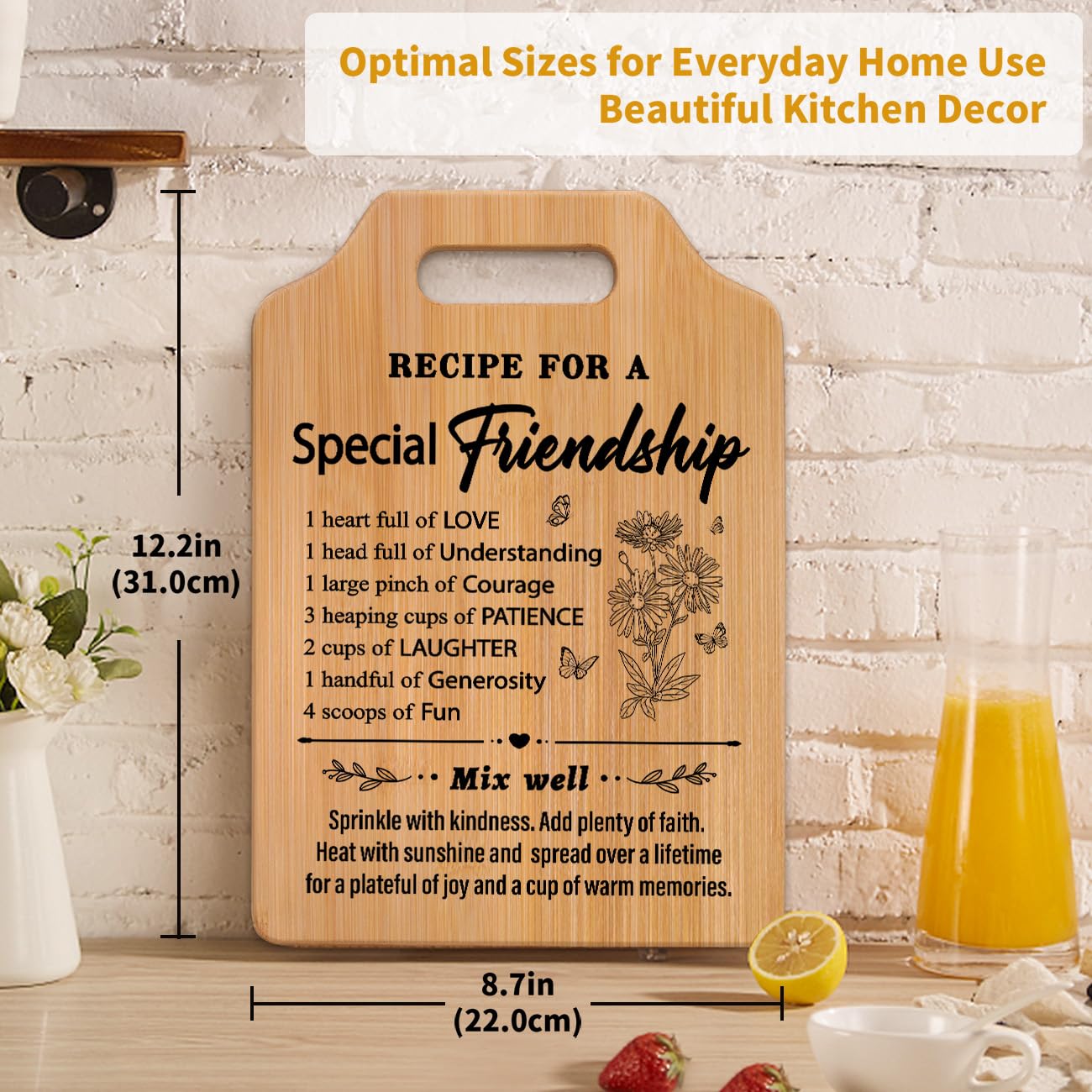 Friendship Gifts for Women, Birthday Gifts for Women Friendship, Unique Best Friends Cutting Board, Best Friend Christmas Mothers Day for Woman, Bestie, BFF