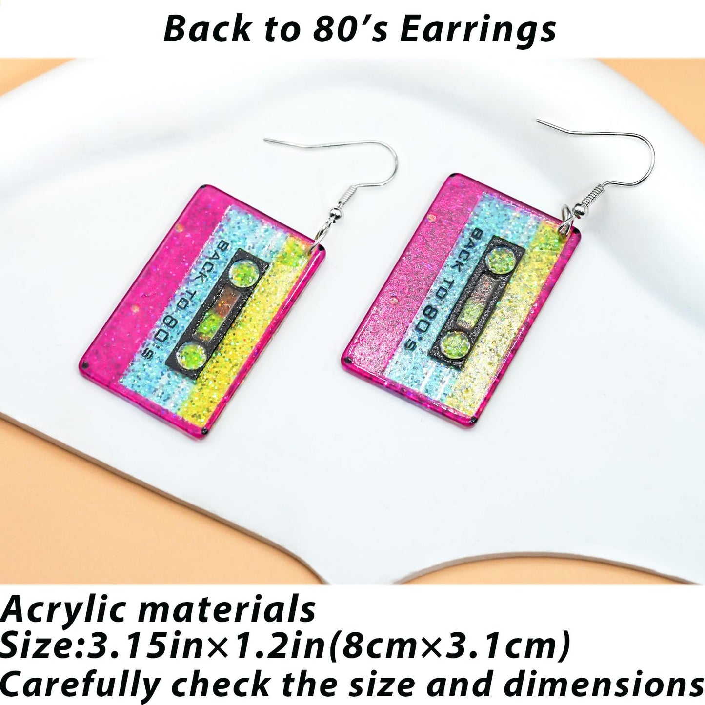 80s 90s Earrings for Women Colorful Lightning Acrylic Drop Earrings Neon Earrings Bulk for 80's 90's Outfit Glow Party Halloween 80s Accessories Jewelry