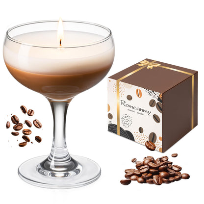Espresso Martini Candle Gifts for Women Men, Coffee Candles for Home Scented, Natural Soy Wax Unique Candles for Coffee Lovers, Small Martini Candle Gift for Christmas, Birthday, Home Decor