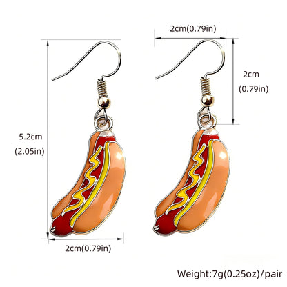 Food Earrings Cute Pizza Hot Dog Hamburger Hook Earrings Cola Bottle Dangle Earrings for Women
