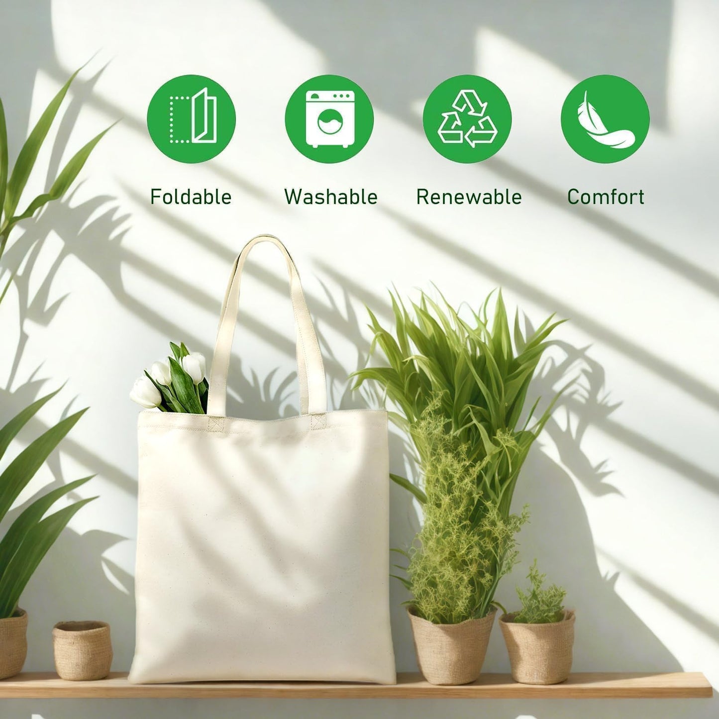 1-200 Pack Available Premium Canvas Reusable Tote Gift Bags,Made of Natural Canvas with Handle,Work,DIY,Shopping(1 Pack)