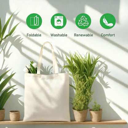 1-200 Pack Available Premium Canvas Reusable Tote Gift Bags,Made of Natural Canvas with Handle,Work,DIY,Shopping(1 Pack)