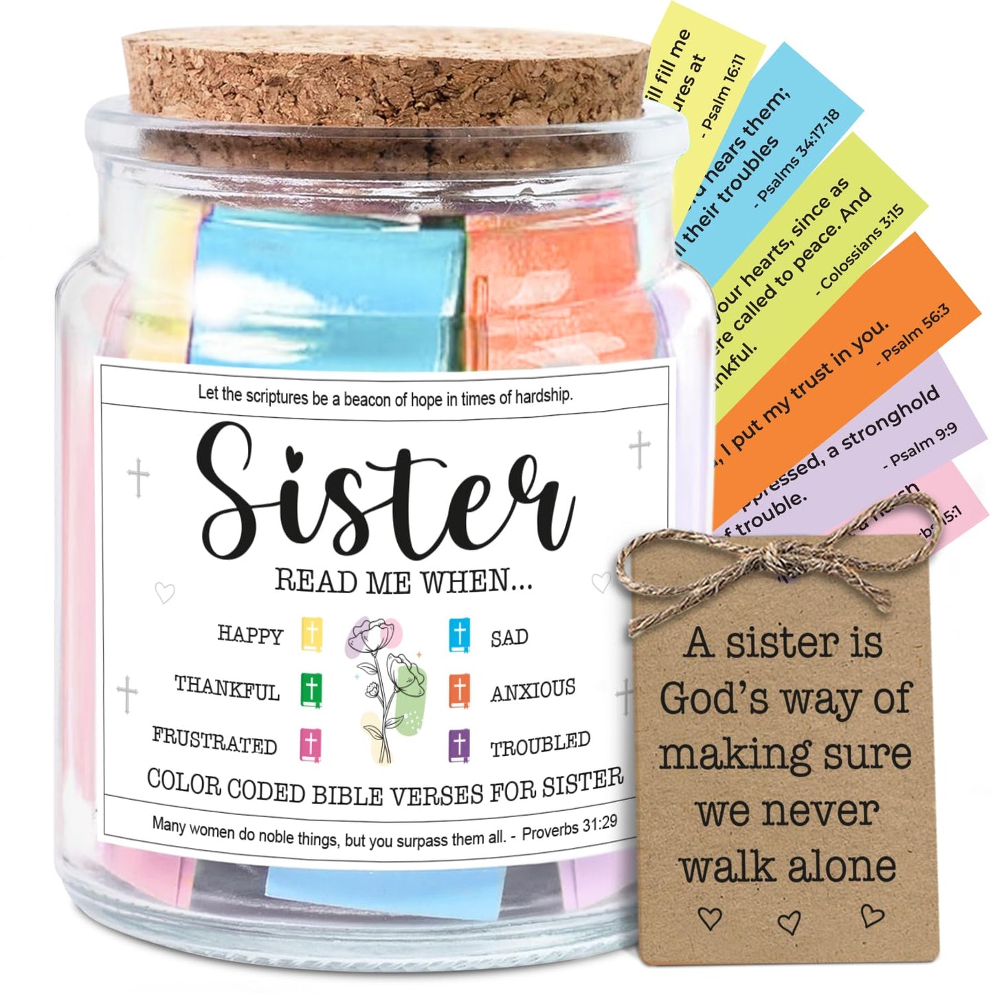 NewEleven Inspirational, Birthday Gift For Sister, Sisters In Law, Soul Sis - Sisters Gifts From Sister, Brother, Friend, Family - Bible Verse Jar