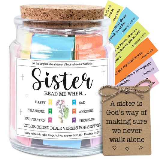 NewEleven Inspirational, Birthday Gift For Sister, Sisters In Law, Soul Sis - Sisters Gifts From Sister, Brother, Friend, Family - Bible Verse Jar