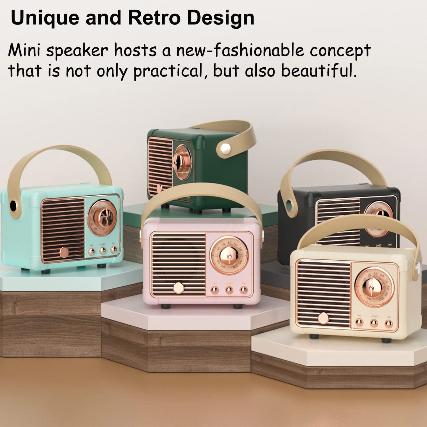 Baolira Retro Bluetooth Speaker, Portable Wireless Speaker with Crystal Clear Stereo Sound Rich Bass, Best Birthday Gifts Ideas for Women Teenage (Pink)