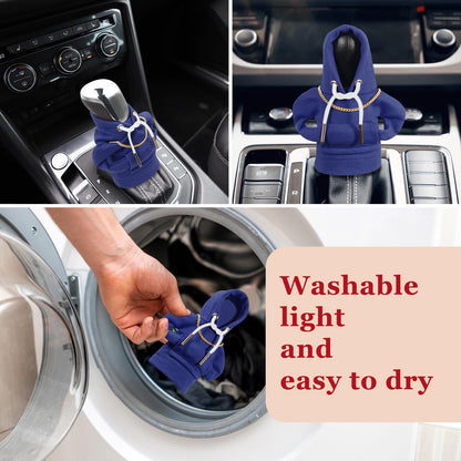 Car Shift Knob Hoodie, Funny Gear Shift Knob Shirt Sweater, Winter Warm Shift Knob Cover Sweater Shirt, Automotive Interior Novelty Accessories Decorations, Universal Fit Knob Cover Gift (Blue)