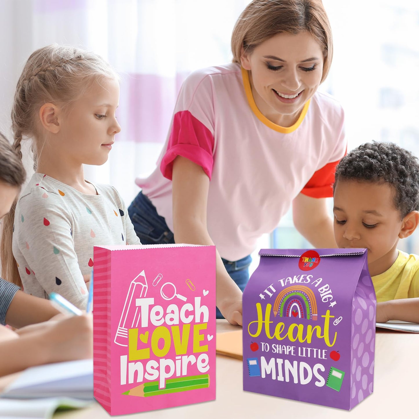 Fancy Land Teacher Appreciation Gift Bags 18 Pcs Thank You Teachers Paper Bags Party Favor Bright Color