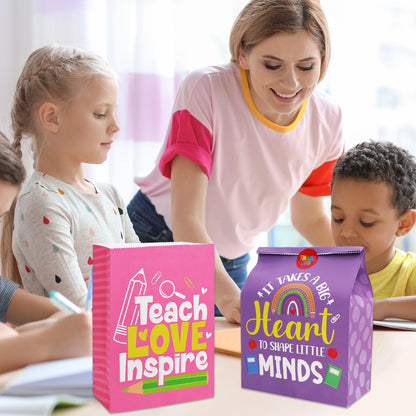 Fancy Land Teacher Appreciation Gift Bags 18 Pcs Thank You Teachers Paper Bags Party Favor Bright Color