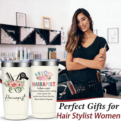 Hair Stylist Gifts - Hairdresser Gifts for Women - Birthday, Appreciation, Christmas Gift for Hairstylist Women - Hairapist Tumbler Cup 20 oz