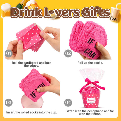 HAPPYPOP Drink Socks for Women Girls - Margarita Tea Champagne Wine Coffee Gifts for Her