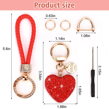 Car Keychain for Women with Rhinestone Heart Shape Bling Girl Cute Keychain for Christmas,Personalized Gift