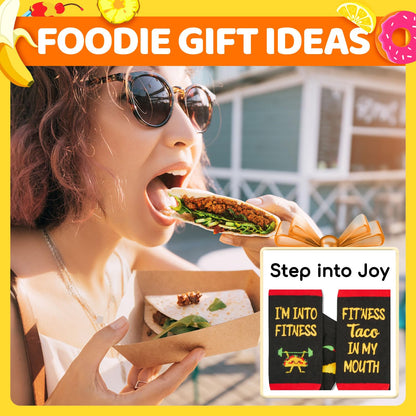HAPPYPOP Food Socks for Men Women - Taco Bacon Egg Socks, Taco Bacon Food Lovers Gifts