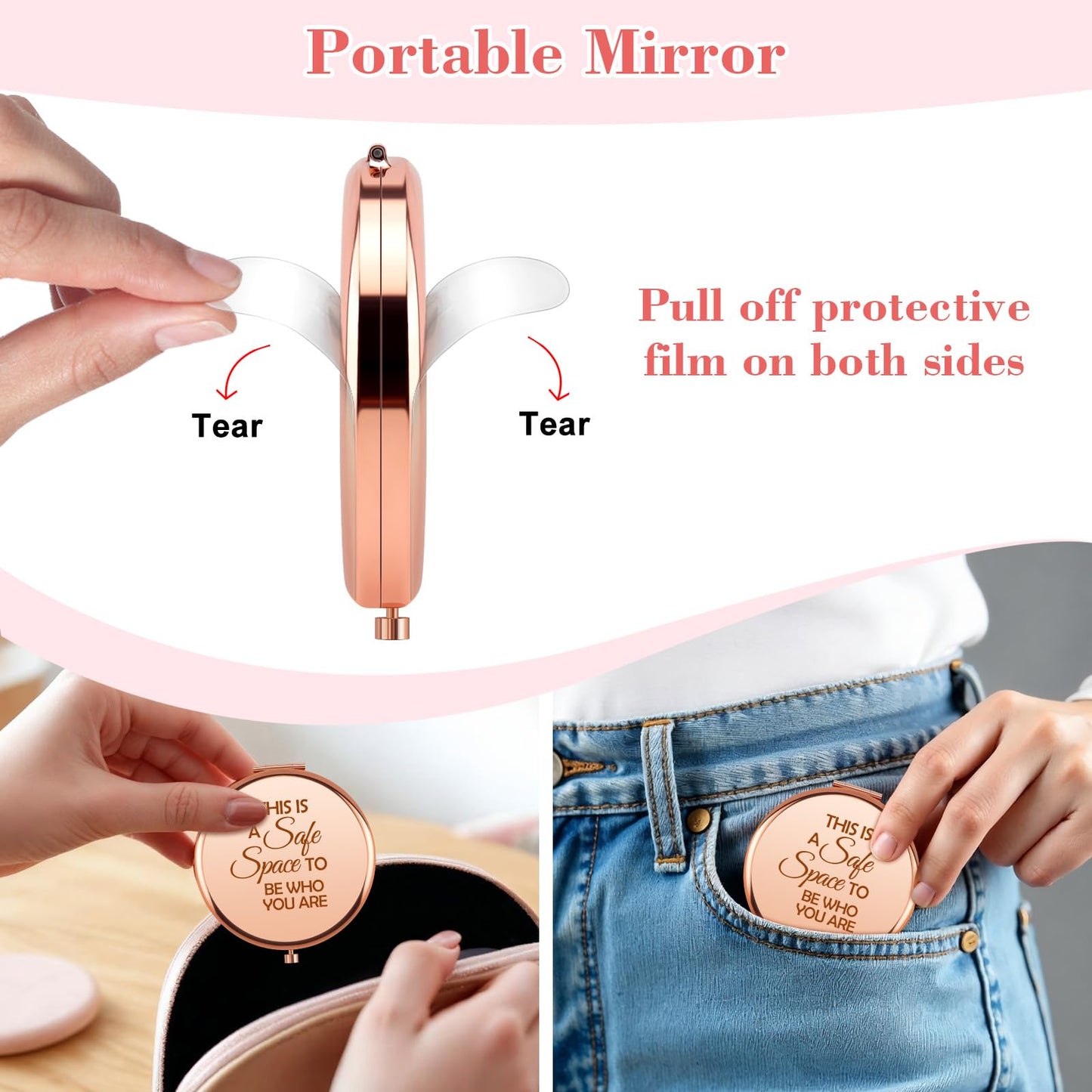 Mental Health Gift for Women Inspirational Compact Makeup Mirror Therapy Office Positive Affirmation Uplifting Mental Health Awareness Gifts for Therapist Pocket Folding Travel Mirror