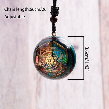 Da Piao Liang Sacred Geometry Orgone Pendant Necklace with Metatron's Cube & Mandala Design - SBB Copper Wire Energy Amulet, Black Adjustable 26-Inch Cord Chain for Spiritual Healing