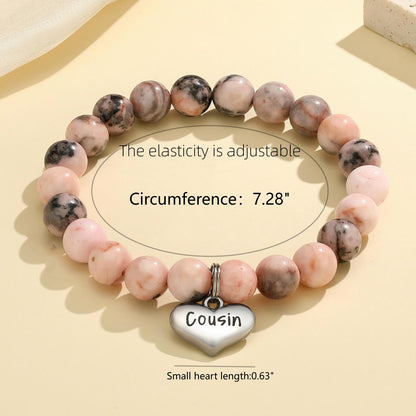 MIXJOY Inspirational Gifts for Women, Heart Charm Pink Elastic Beads Bracelet, Positive Affirmations Get Well Soon Gifts