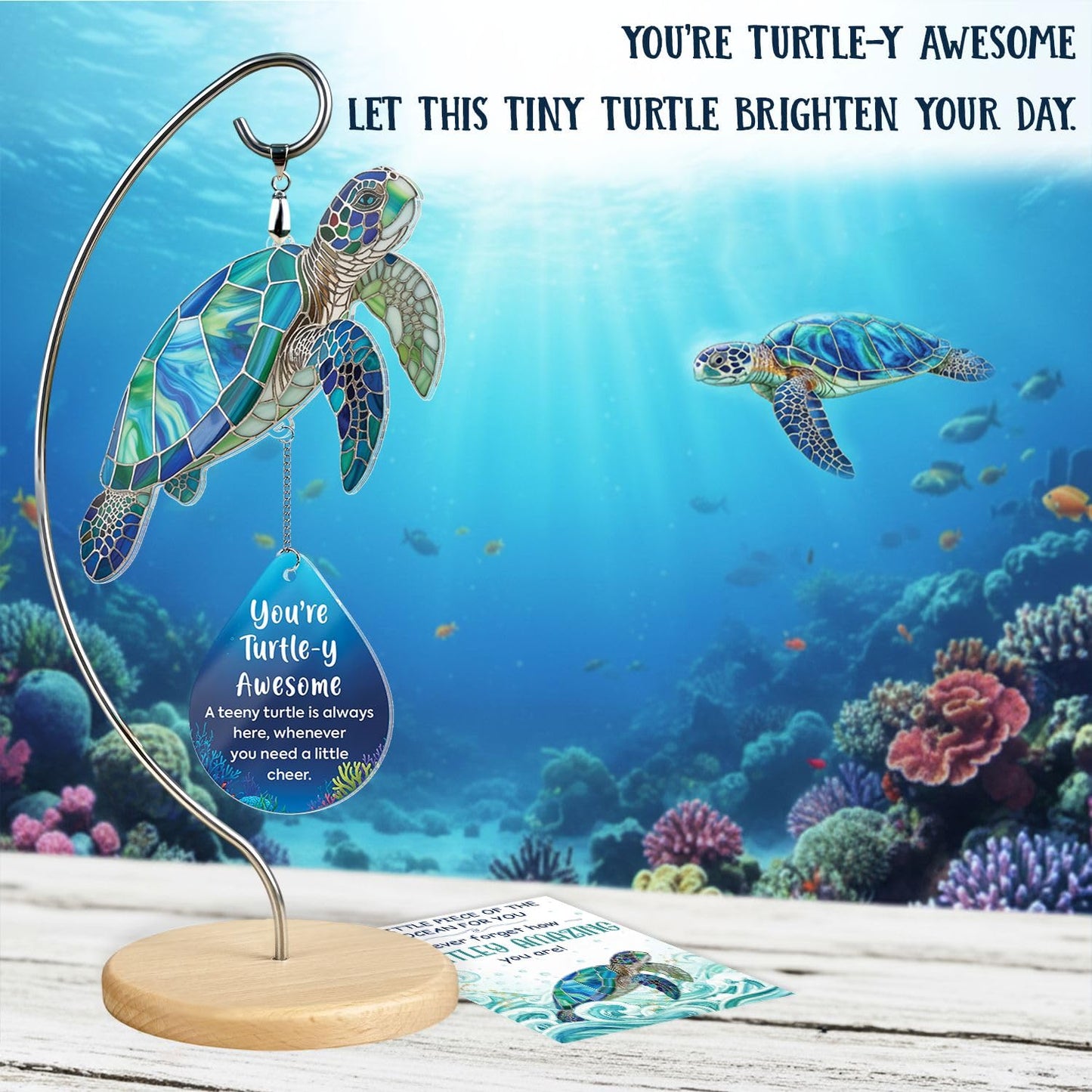 Sea Turtle Christmas Birthday Gifts for Women Men Grandkids - Stocking Stuffers for Teen - Inspirational Stuff Things - Beach Gifts for Mom, Grandma, Daughter, Friendship Presents - Turtle Desk Decor