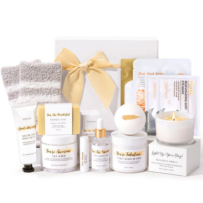 Spa Gifts for Women 13Pcs Mothers Day Gifts Happy Birthday Gift Baskets, Christmas Relaxing Home SPA Kit Bath Set Self Care Package Thank You Box for Mom Her Sister Teacher Friends Friendship