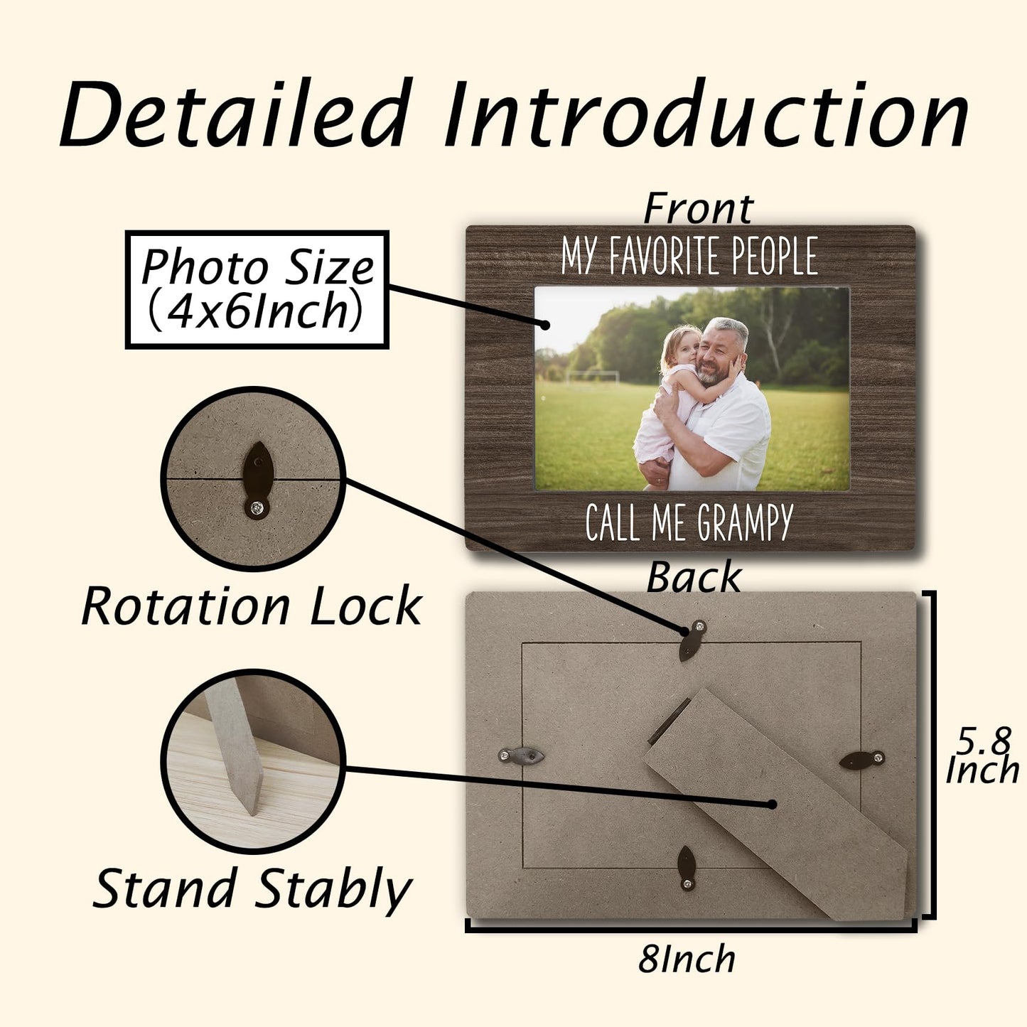 Grampy 4x6 Picture Frame, Grampy Gifts, Grandpa Photo Frame, Grandkids Photo Frame, Gifts for Grampy from Grandkids, My Favorite People Call Me Grampy Picture Photo Frame for Desk Decor