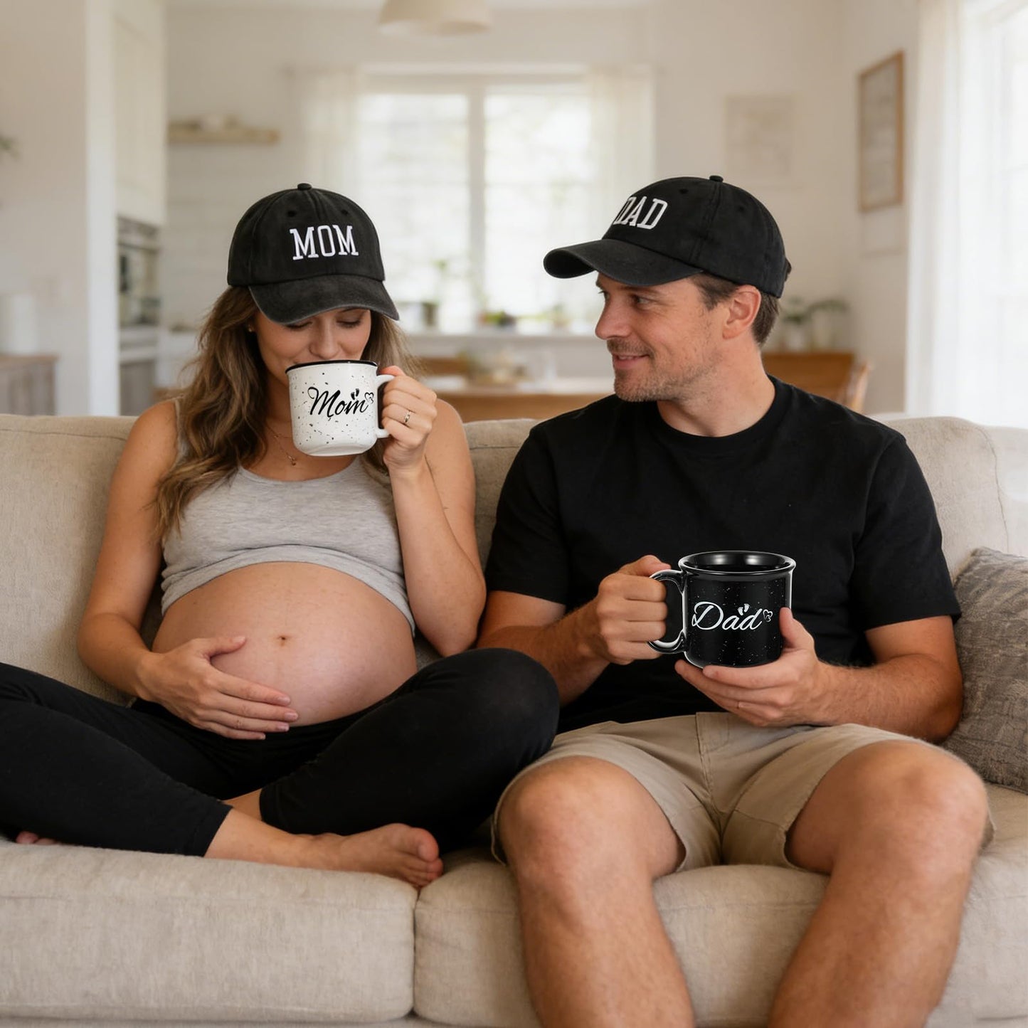12 Pcs New Mom Gifts, New Parents Gifts for Couples, Gender Reveal, Expecting Parents to Be Baby Shower, Bear Mug, Decision Coin, Baby Socks, Bodysuit Set