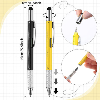Vicenpal 40 Pcs Fathers Day Bulk Gifts 6 in 1 Screwdriver Tool Pen with Multitool Credit Card Bulk Tool Pen Gifts for Fathers Day Adult Men Dad Husband Male Employee (Black,Yellow;silver)