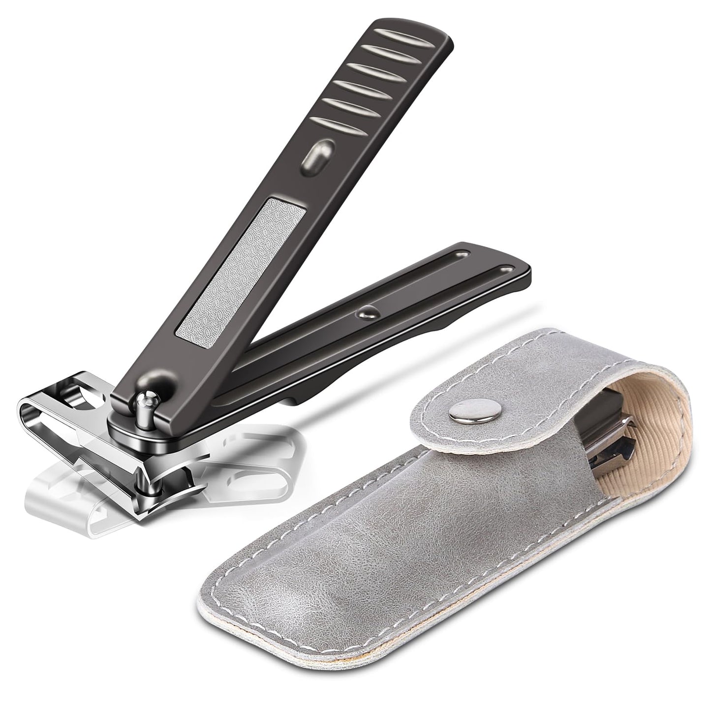 Senior Rotating Nail Clippers for Thick Toenails, Large Fingernail Clippers for Seniors - Ideal Christmas Stocking Stuffers Gifts for Grandma Grandpa (Light Black)