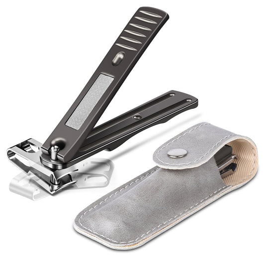 Senior Rotating Nail Clippers for Thick Toenails, Large Fingernail Clippers for Seniors - Ideal Christmas Stocking Stuffers Gifts for Grandma Grandpa (Light Black)