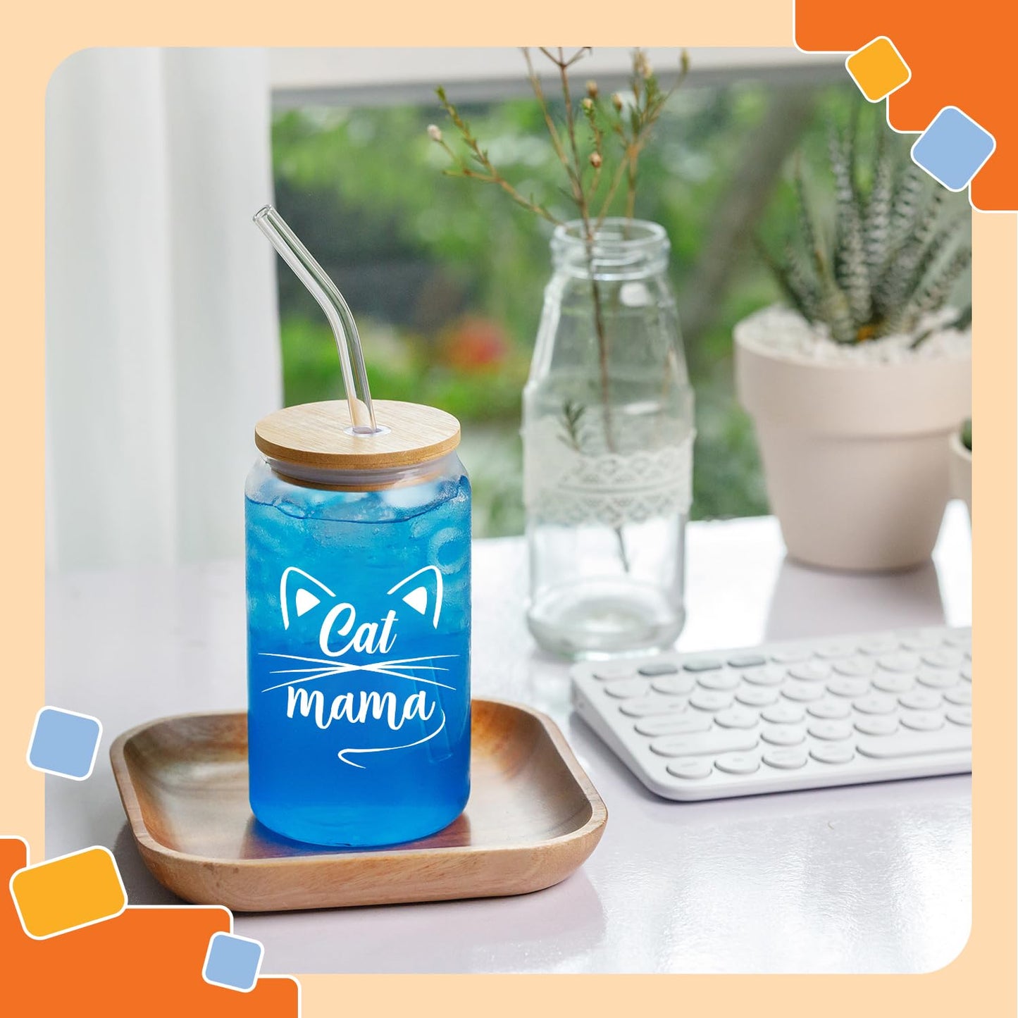NewEleven Gifts For Cat Mom, Cats Lover - Cat Gifts For Women - Cute Kitten Stuff, Cats Themed Gift For Women - Cute Funny Gift For Her, Best Friend - 16 Oz Coffee Glass