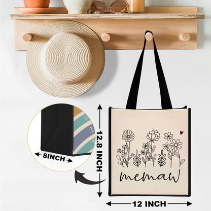 Grandma Mimi Gigi Grammy Nana Memaw Nanny Mama Mum Mom Auntie Gifts Reusable Canvas Tote Bag for Women