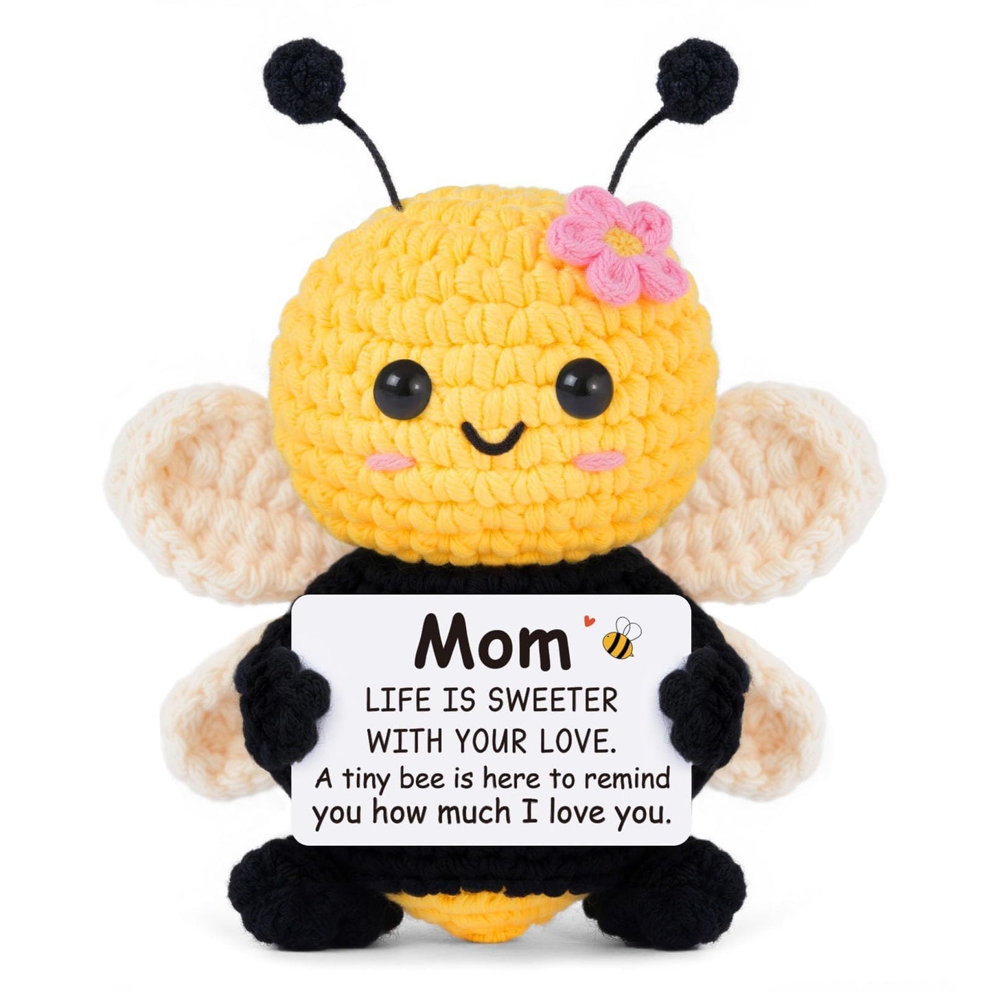 Gifts for Mom from Daughter Son, Mom Birthday Gifts - Cute Handmade Crochet Bee - Birthday Valentines Mothers Day Christmas Bonus Step Mother In Law, I Love You Mama Present, Emotional Support Decor
