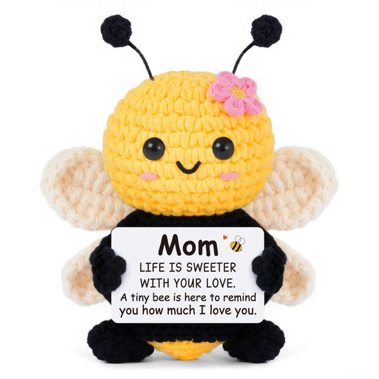 Gifts for Mom from Daughter Son, Mom Birthday Gifts - Cute Handmade Crochet Bee - Birthday Valentines Mothers Day Christmas Bonus Step Mother In Law, I Love You Mama Present, Emotional Support Decor