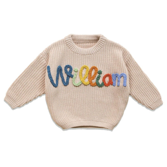 Personalized Baby Sweater with Name Custom Baby Name Sweater Knitted Newborn Outfit Infant Sweater Monogrammed Gifts for Baby Boy Girl Customized Toddler Gifts