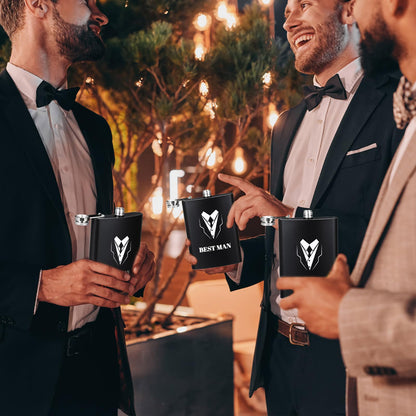 Mimorou 66 Pcs Groomsmen Proposal Gifts - Shot Glasses, Stainless Steel Ice, Flask, Funnel, Gift Boxes, Sunglasses, Knives, Bottle Opener, Cards, Wallets for Wedding Groomsmen Present Set