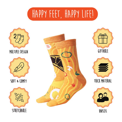 POPCRAZE Noodles/Ramen Socks 2 Pairs in Gift Box – One Size Fits Most – Novelty Socks Birthday Fathers Day Gift