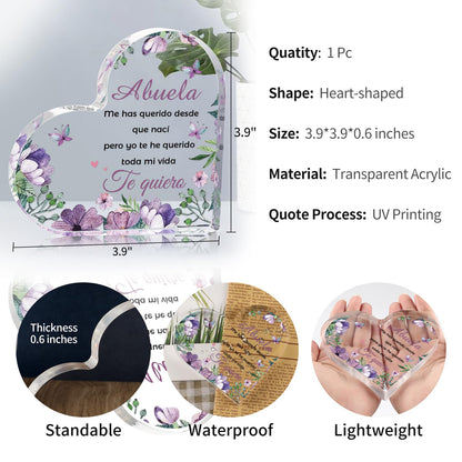 Abuela Gifts, Mothers Day Gifts for Grandma in Spanish Acrylic Plaques, Abuelita Gifts, Birthday Present for Grandma, Regalos para Abuelas/Abuelita en Español, Grandma Birthday Gifts