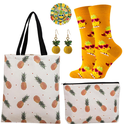 Pineapple Gifts for Women, 5pcs Gift Set for Pineapples Lover,Birthday Present Set With Funny Novelty Socks For Sister,Friend