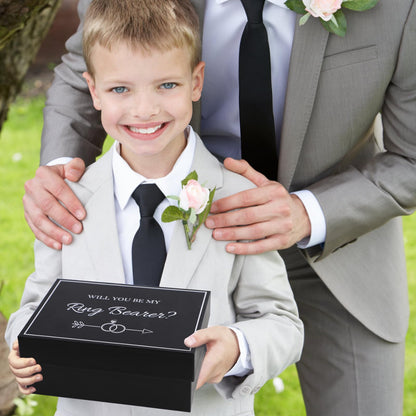 6Pcs Wedding Ring Bearer Gifts Set Wedding Party Favors Include 14 oz Ring Bearer Tumbler with Straw, Will You Be My Ring Bearer Proposal Card, Ring Bearer Sunglasses, Bear, Tie, Ring Security Badges