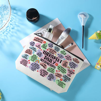 Azteoiz Therapist Gifts Inspirational Therapist Makeup Bag Cosmetic Bag Mental Health Gifts Teacher Gifts Birthday Graduation Retirement Thank You Gifts for Women Her Therapist Makeup Zipper Pouch