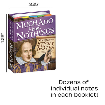 The Unemployed Philosophers Guild Much ADO About Nothings Shakespearean Sticky Notes - William Shakespeare Themed 3.25" by 4.25" Booklet with Self-Sticky Individual Notes Inside